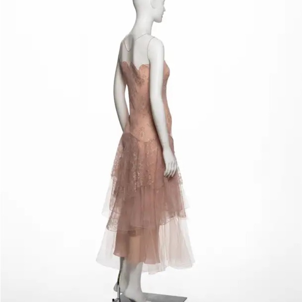 Blush Lace Tulle Evening Gown - Picture 8 of 12